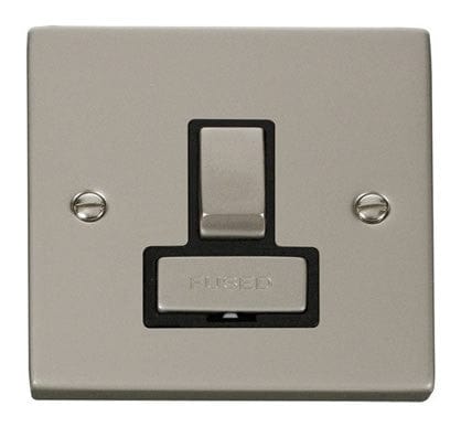 Pearl Nickel 13A Fused Ingot Connection Unit Switched - Black Trim - SE Home