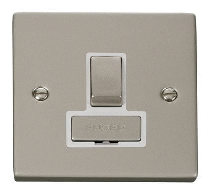 Pearl Nickel 13A Fused Ingot Connection Unit Switched - White Trim - SE Home