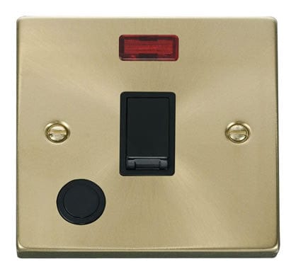 Satin Brass 1 Gang 20A DP Switch With Flex With Neon - Black Trim - SE Home