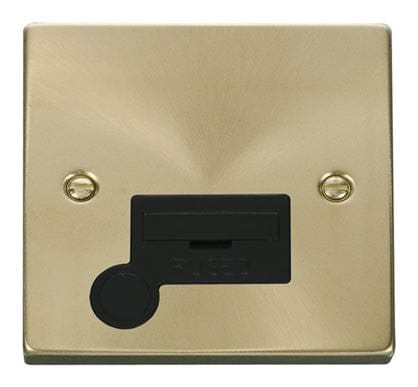 Satin Brass - Black Inserts Satin Brass 13A Fused Connection Unit With Flex - Black Trim