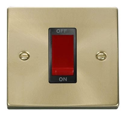 Satin Brass 1 Gang Size 45A Switch - Black Trim - SE Home