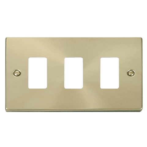 Satin Brass - Black Inserts Gridpro 3 Gang Satin Brass Plate