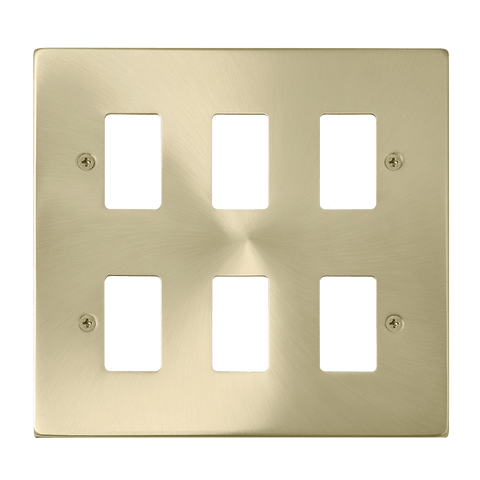 Gridpro 6 Gang Satin Brass Plate - SE Home