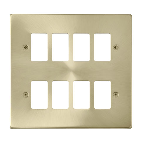 Gridpro 8 Gang Satin Brass Plate - SE Home