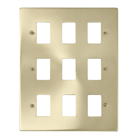 Gridpro 9 Gang Satin Brass Plate - SE Home