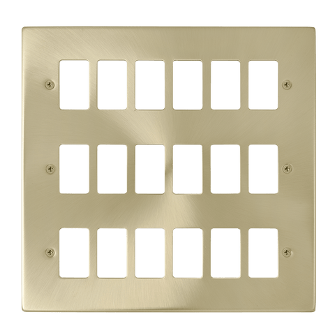 Satin Brass - Black Inserts Gridpro 18 Gang Satin Brass Plate