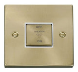 Satin Brass 10A 1 Gang Ingot 3 Pole Fan Isolation Switch - White Trim - SE Home