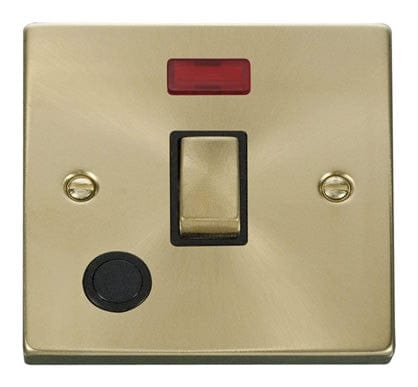 Satin Brass 1 Gang 20A Ingot DP Switch With Flex With Neon - Black Trim - SE Home