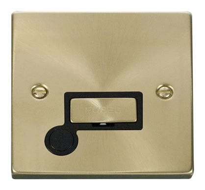 Satin Brass - Black Inserts Satin Brass 13A Fused Ingot Connection Unit With Flex - Black Trim