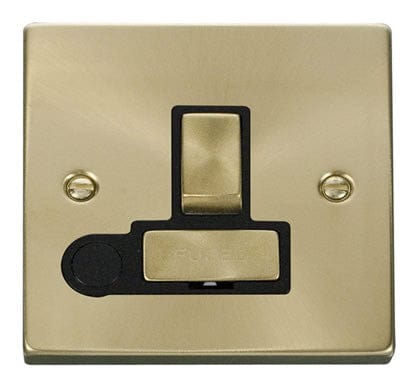 Satin Brass 13A Fused Ingot Connection Unit Switched With Flex - Black Trim - SE Home