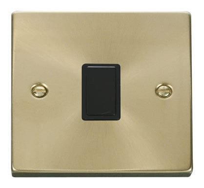Satin Brass 1 Gang 20A DP Switch - Black Trim - SE Home