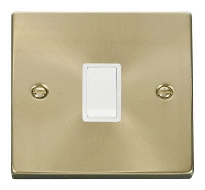 Satin Brass 1 Gang 20A DP Switch - White Trim - SE Home