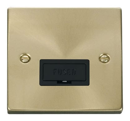 Satin Brass 13A Fused Connection Unit - Black Trim - SE Home