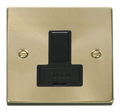 Satin Brass 13A Fused Connection Unit Switched - Black Trim - SE Home