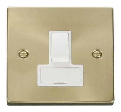 Satin Brass 13A Fused Connection Unit Switched - White Trim - SE Home