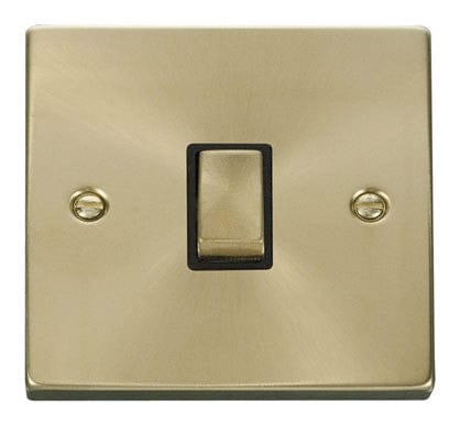 Satin Brass 1 Gang 20A Ingot DP Switch - Black Trim - SE Home