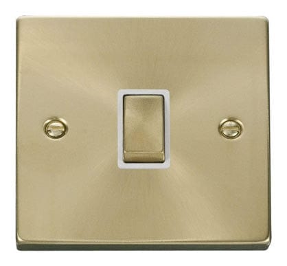 Satin Brass 1 Gang 20A Ingot DP Switch - White Trim - SE Home