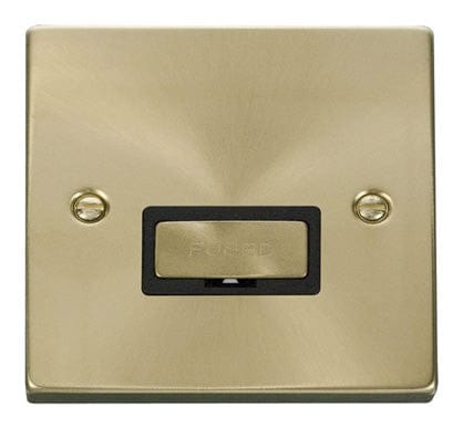 Satin Brass 13A Fused Ingot Connection Unit - Black Trim - SE Home