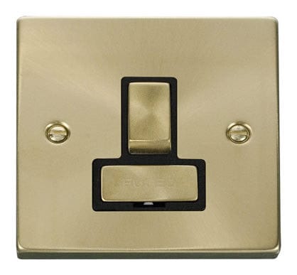 Satin Brass 13A Fused Ingot Connection Unit Switched - Black Trim - SE Home
