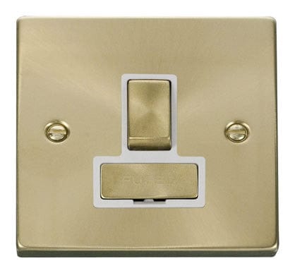 Satin Brass 13A Fused Ingot Connection Unit Switched - White Trim - SE Home