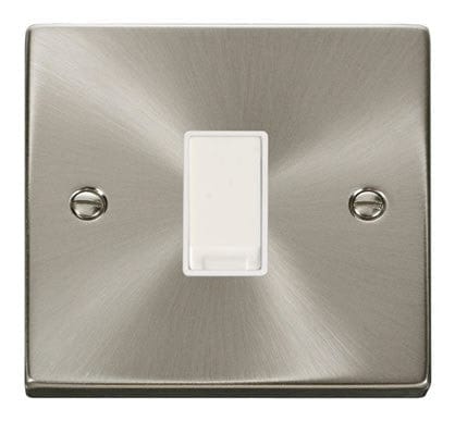 Satin Chrome 10A 1 Gang 2 Way Light Switch - White Trim - SE Home