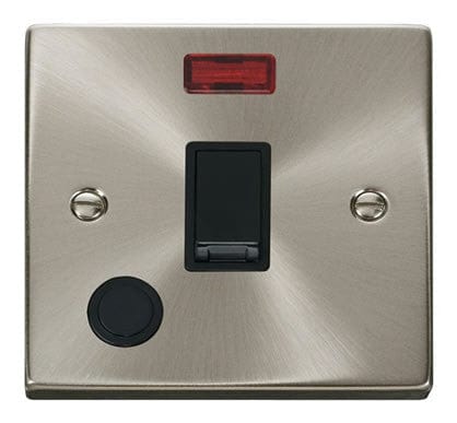 Satin Chrome 1 Gang 20A DP Switch With Flex With Neon - Black Trim - SE Home
