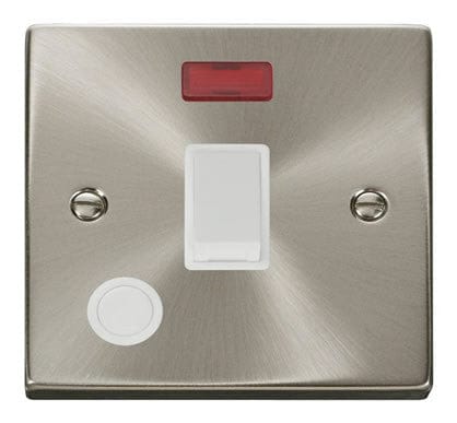 Satin Chrome 1 Gang 20A DP Switch With Flex With Neon - White Trim - SE Home