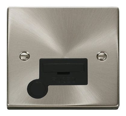 Satin Chrome 13A Fused Connection Unit With Flex - Black Trim - SE Home