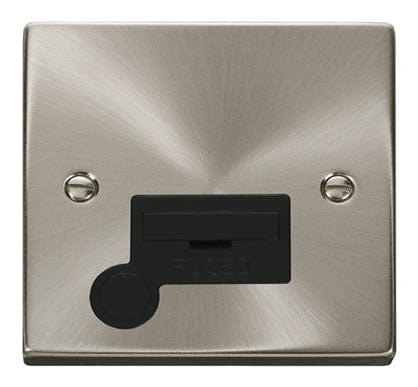 Satin Chrome - Black Inserts Satin Chrome 13A Fused Connection Unit With Flex - Black Trim