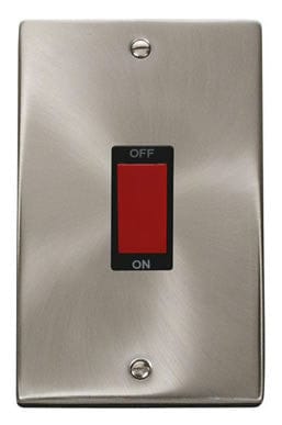 Satin Chrome 2 Gang Size 45A Switch - Black Trim - SE Home