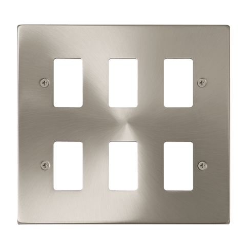 Gridpro 6 Gang Satin Chrome Plate - SE Home