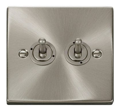 Satin Chrome 2 Gang 2 Way 10AX Toggle Light Switch - SE Home
