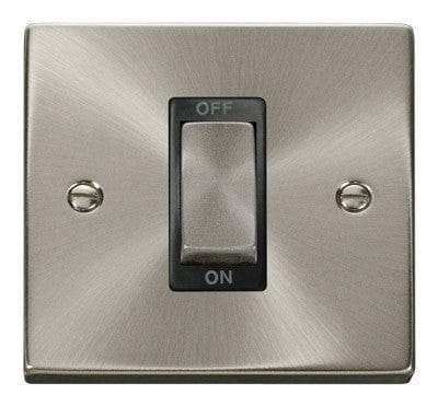 Satin Chrome 1 Gang Ingot Size 45A Switch - Black Trim - SE Home