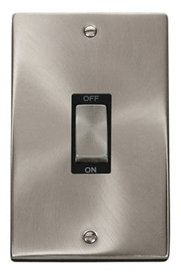 Satin Chrome 2 Gang Ingot Size 45A Switch - Black Trim - SE Home