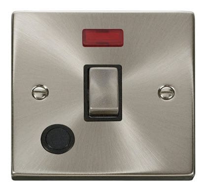 Satin Chrome - Black Inserts Satin Chrome 1 Gang 20A Ingot DP Switch With Flex With Neon - Black Trim