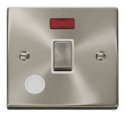 Satin Chrome 1 Gang 20A Ingot DP Switch With Flex With Neon - White Trim - SE Home