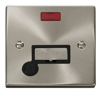 Satin Chrome 13A Fused Ingot Connection Unit With Neon With Flex - Black Trim - SE Home