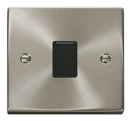 Satin Chrome - Black Inserts Satin Chrome 1 Gang 20A DP Switch - Black Trim