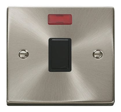 Satin Chrome 1 Gang 20A DP Switch With Neon - Black Trim - SE Home