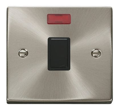 Satin Chrome - Black Inserts Satin Chrome 1 Gang 20A DP Switch With Neon - Black Trim