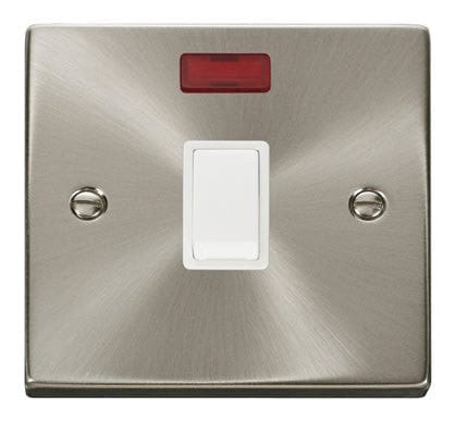 Satin Chrome 1 Gang 20A DP Switch With Neon - White Trim - SE Home