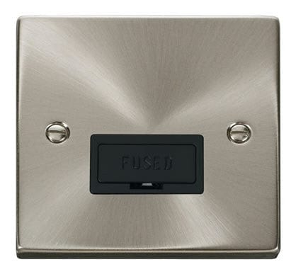 Satin Chrome 13A Fused Connection Unit - Black Trim - SE Home