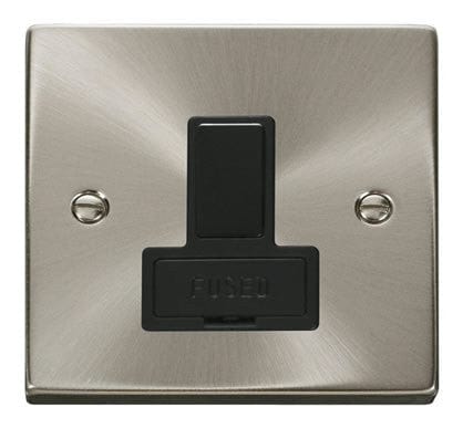 Satin Chrome 13A Fused Connection Unit Switched - Black Trim - SE Home