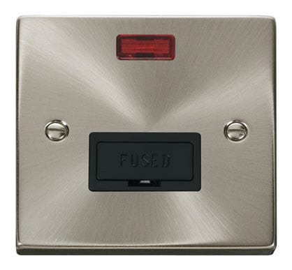 Satin Chrome 13A Fused Connection Unit With Neon - Black Trim - SE Home