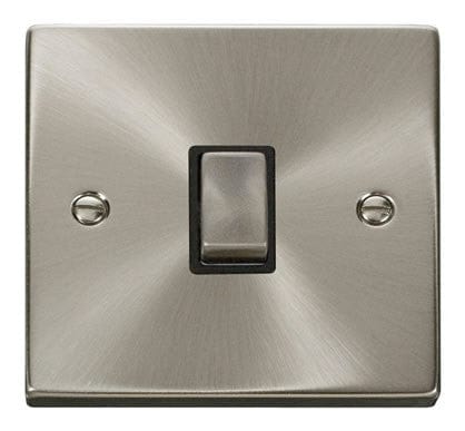 Satin Chrome 1 Gang 20A Ingot DP Switch - Black Trim - SE Home