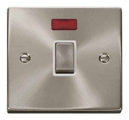Satin Chrome 1 Gang 20A Ingot DP Switch With Neon - White Trim - SE Home