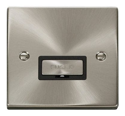 Satin Chrome 13A Fused Ingot Connection Unit - Black Trim - SE Home