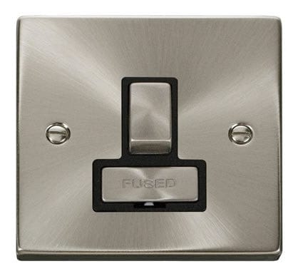 Satin Chrome - Black Inserts Satin Chrome 13A Fused Ingot Connection Unit Switched - Black Trim