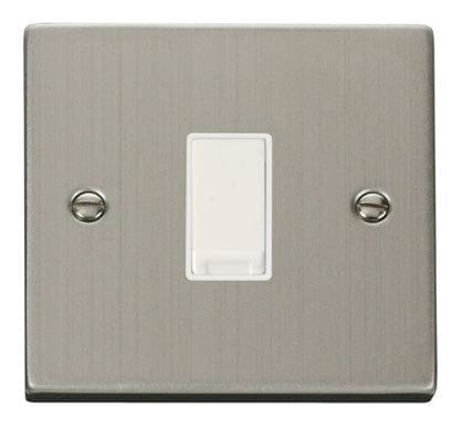 Stainless Steel 10A 1 Gang 2 Way Light Switch - White Trim - SE Home
