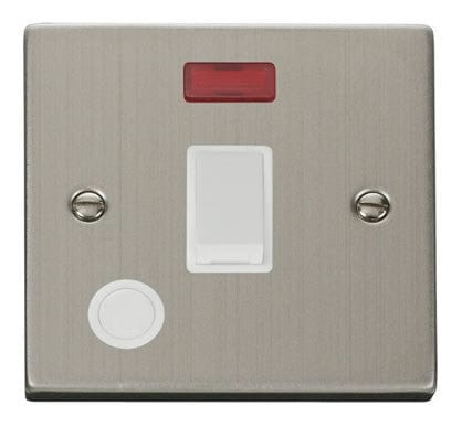 Stainless Steel 1 Gang 20A DP Switch With Flex With Neon - White Trim - SE Home